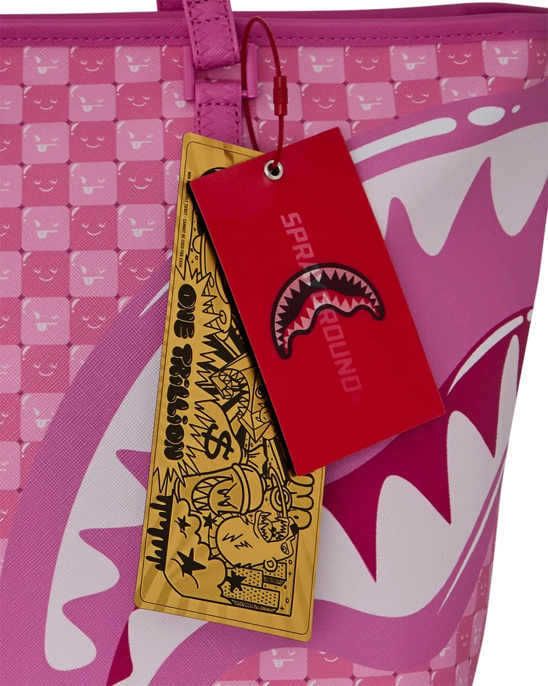 PINK NEW CHECK FACES TOTE
