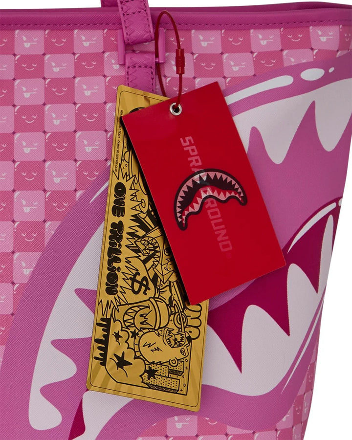 PINK NEW CHECK FACES TOTE