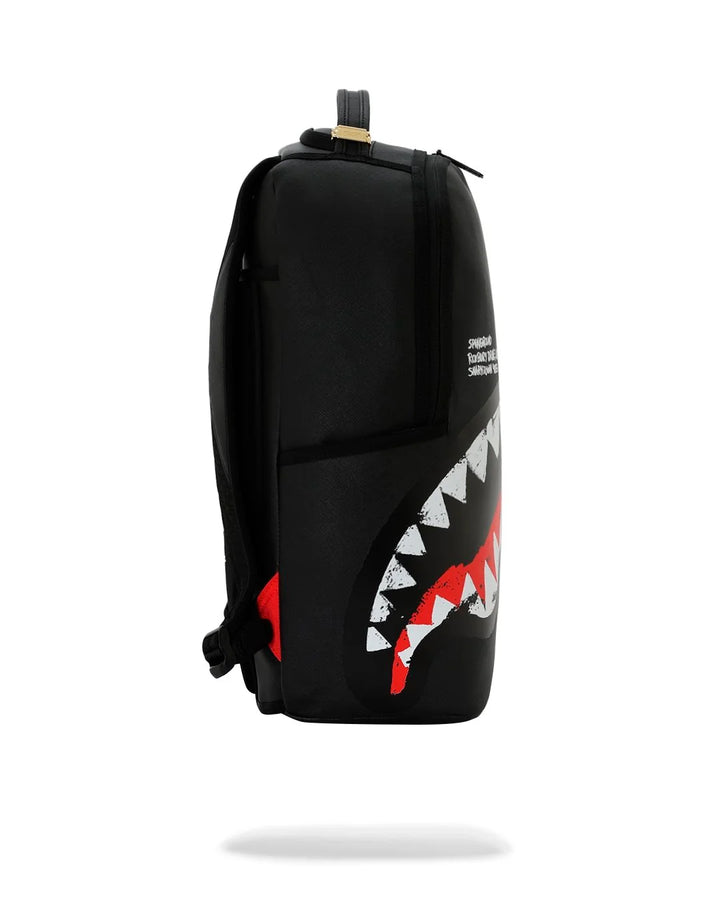 SHARK CENTRAL BLACK EMBROIDERED SHARK BACKPACK