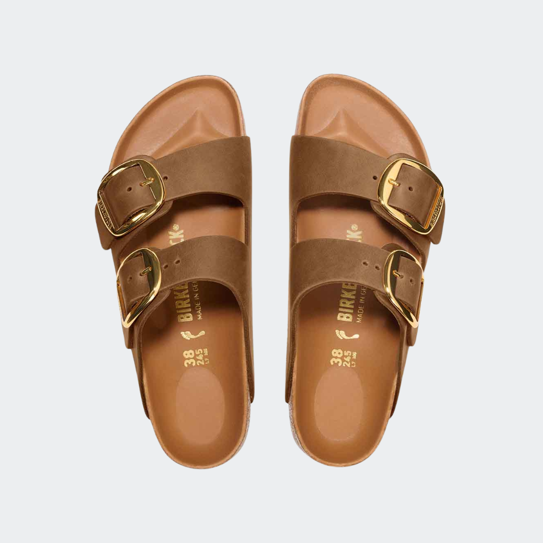 בירקנשטוק כפכפי אריזונה לנשים| Birkenstock Arizona Antik Brown Big Buckel Cognac