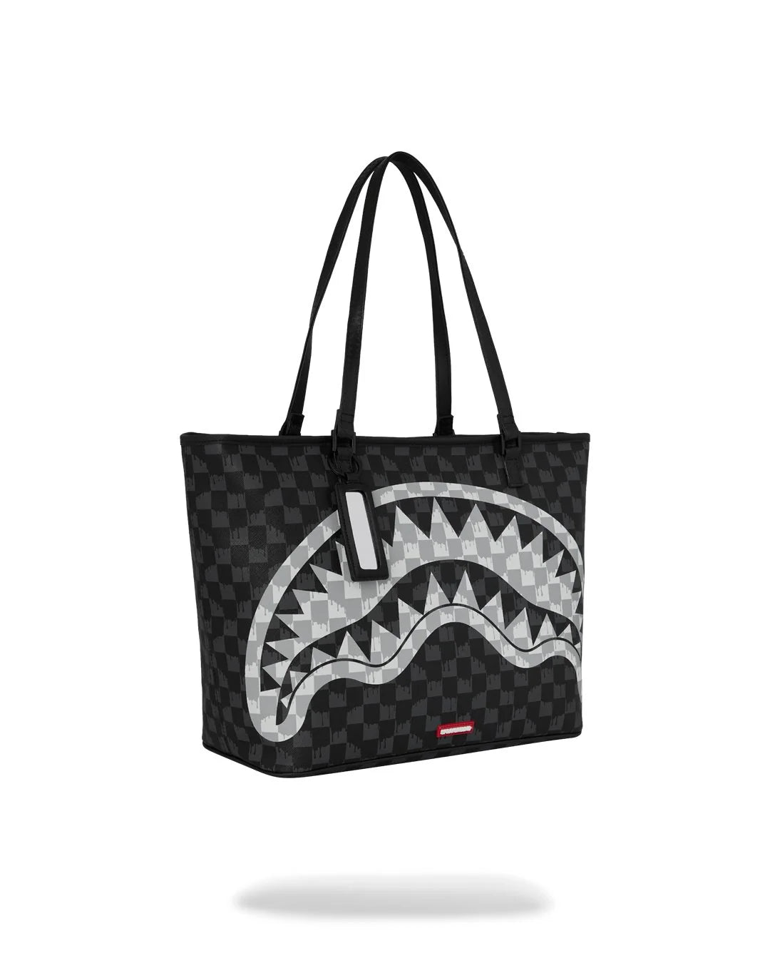 BLACK AND WHITE DRIP CHECK SHARK TOTE