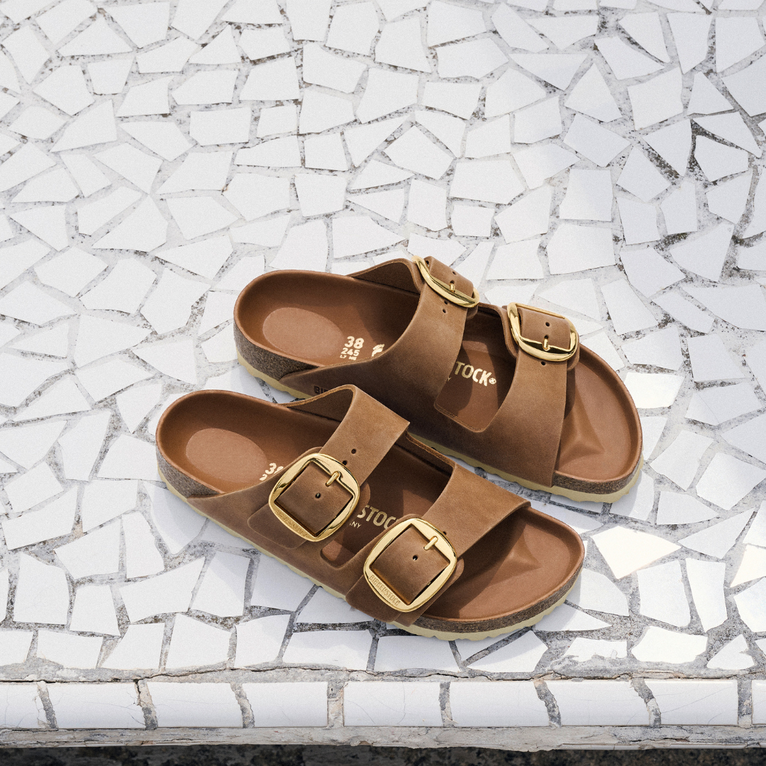 בירקנשטוק כפכפי אריזונה לנשים| Birkenstock Arizona Antik Brown Big Buckel Cognac