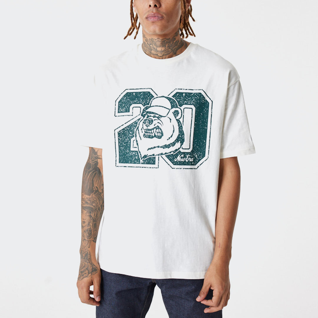 Official New Era Heritage All Over Print Open White Oversized Tee B9243_555  B9243_555