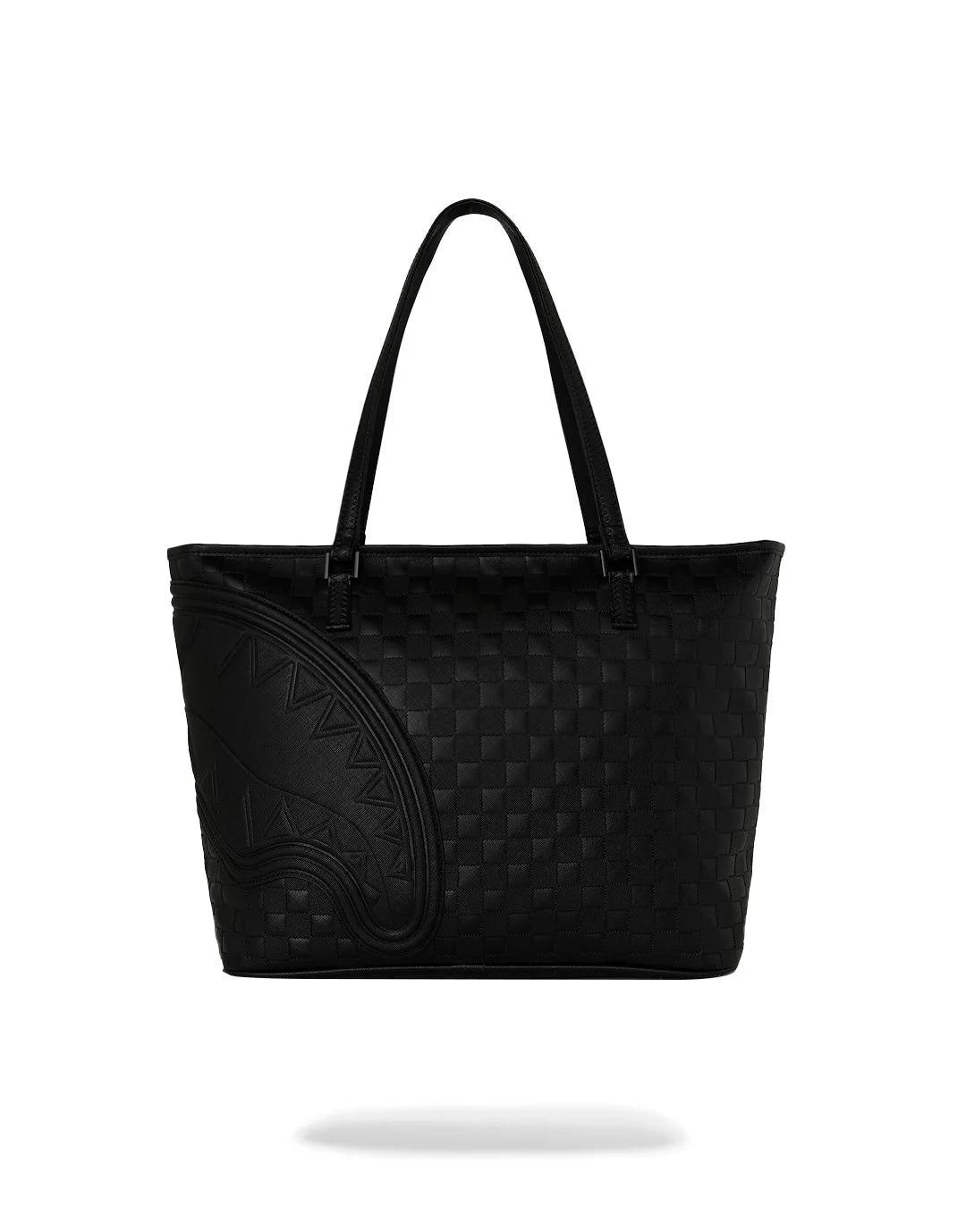 BLACK AND WHITE DRIP CHECK SHARK TOTE