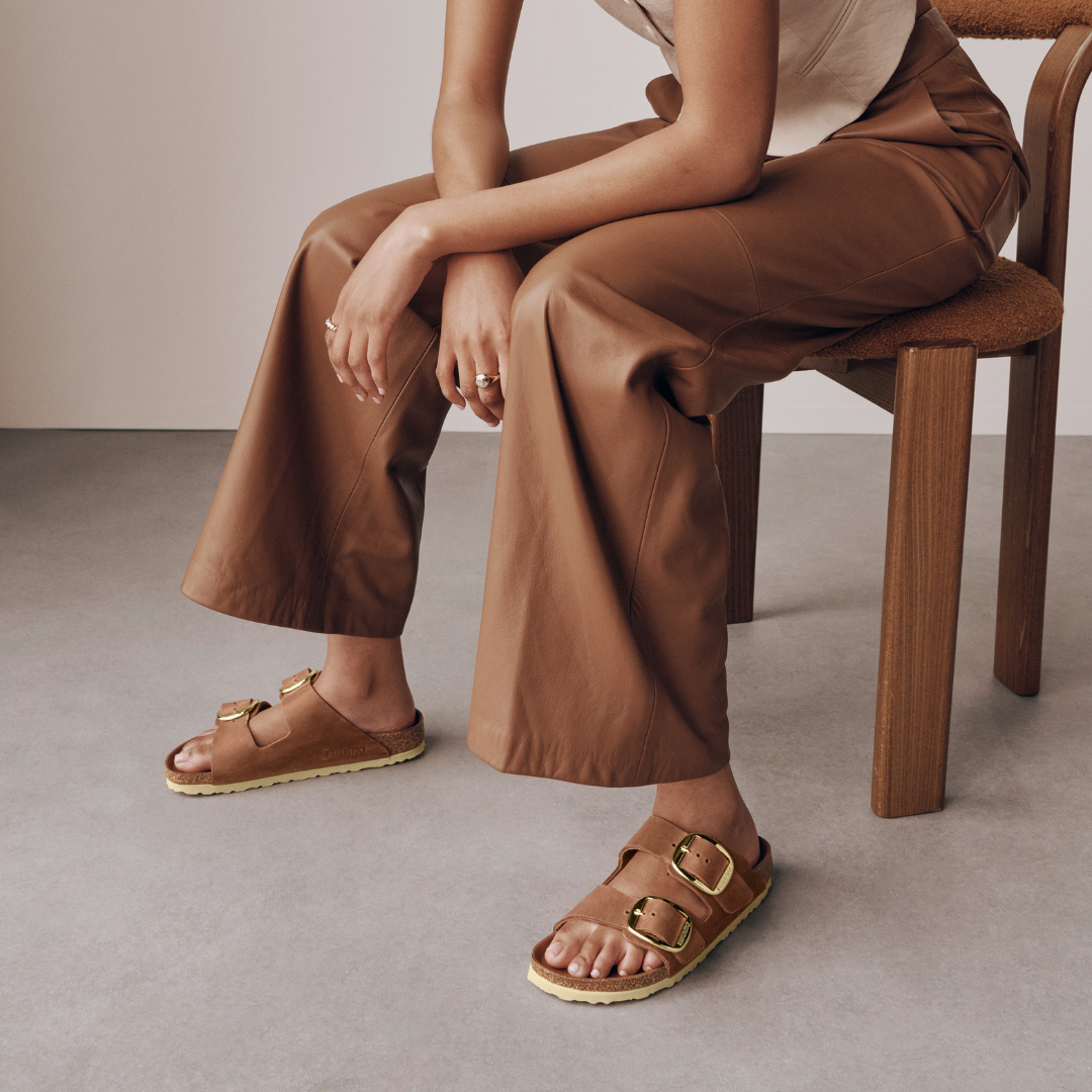 בירקנשטוק כפכפי אריזונה לנשים| Birkenstock Arizona Antik Brown Big Buckel Cognac