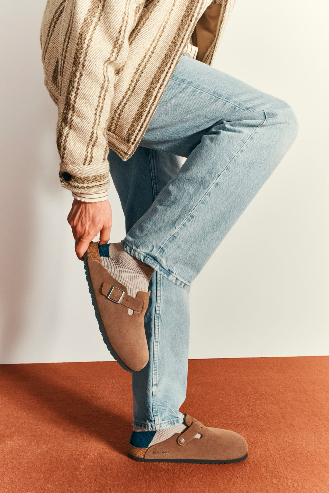 BIRKENSTOCK BOSTON BS DARK TEA TONAL כפכפי בירקנשטוק
