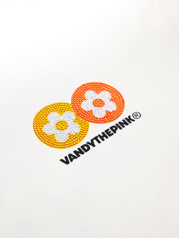 CLASSIC FLOWER RHINESTONE T-SHIRT