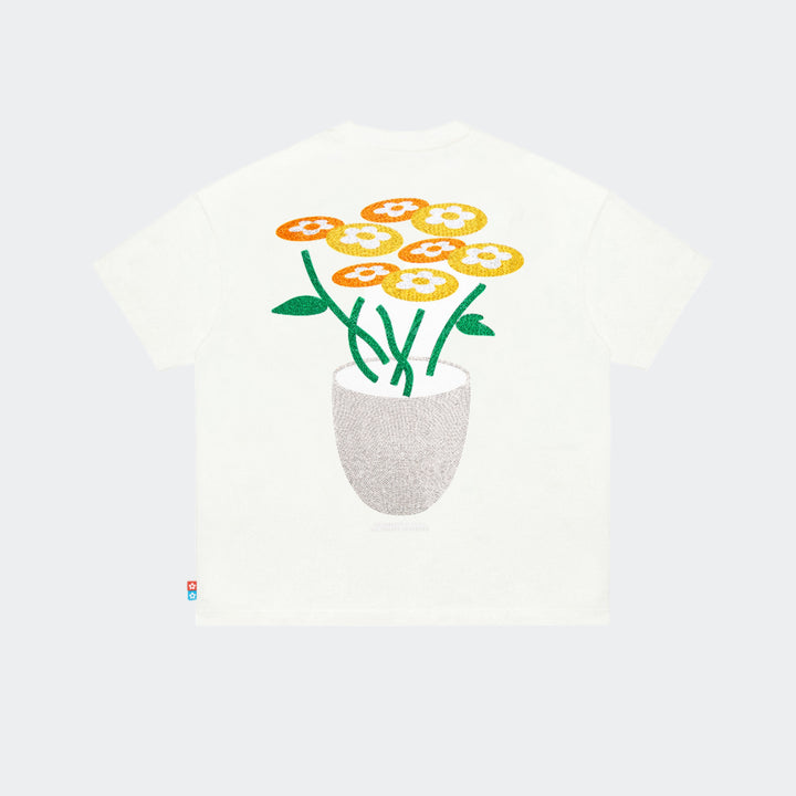 CLASSIC FLOWER RHINESTONE T-SHIRT