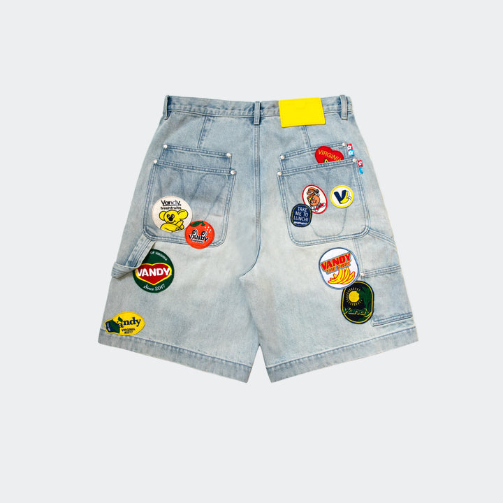 PATCHWORK DENIM SHORTS