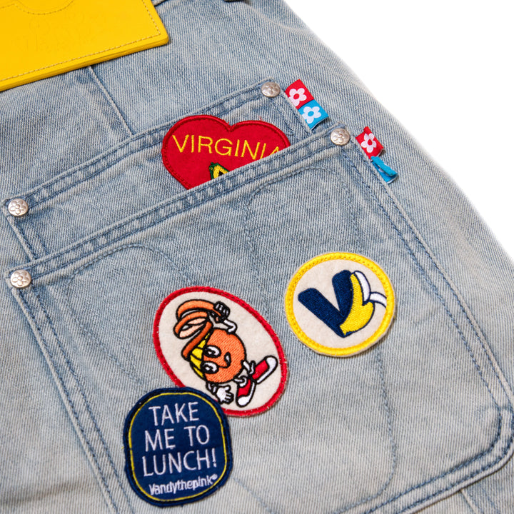 PATCHWORK DENIM SHORTS