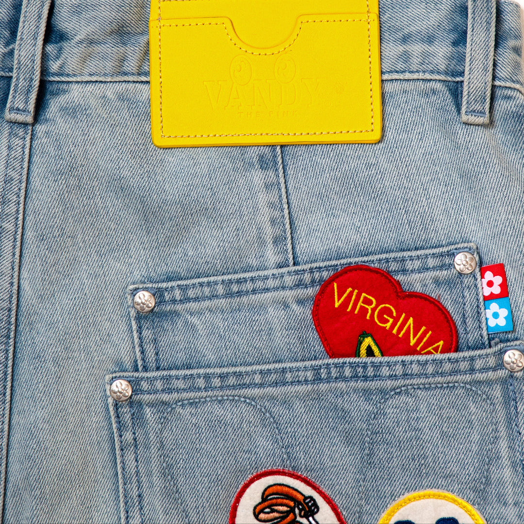 PATCHWORK DENIM SHORTS