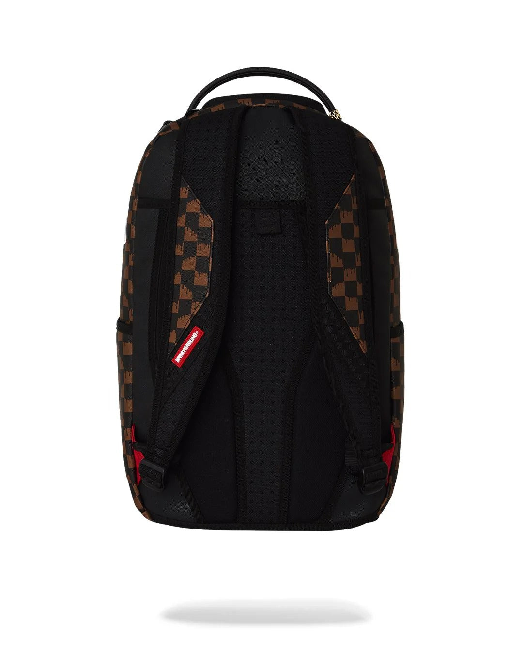 BROWN AND CREAM DRIP CHECK SHARK BACKPACK