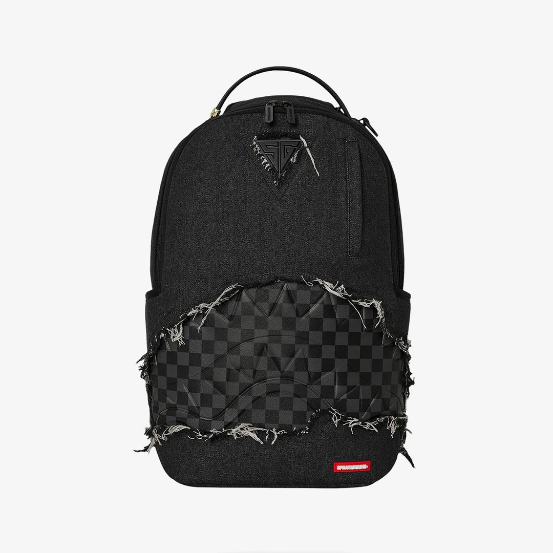 BLACK DENIM TEAR SHARK BACKPACK