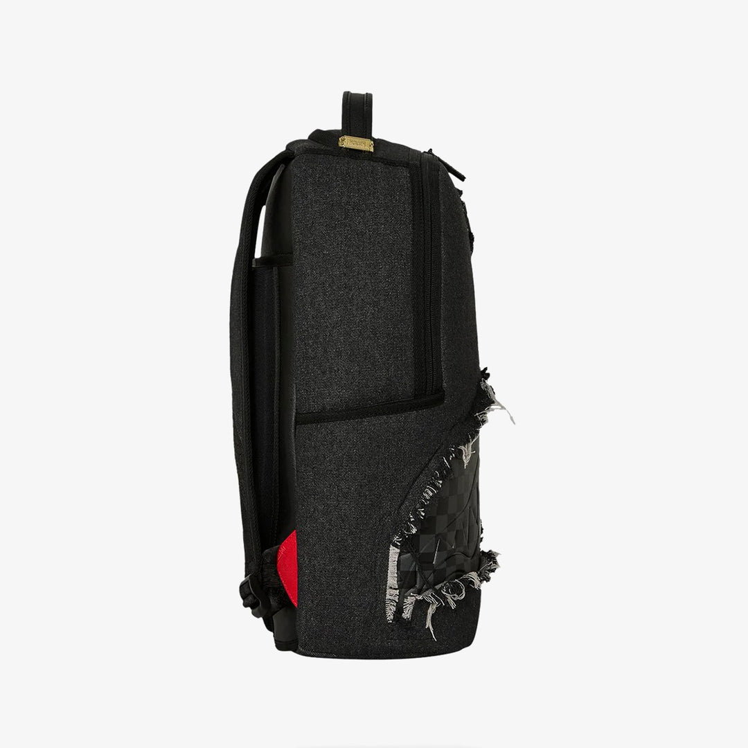 BLACK DENIM TEAR SHARK BACKPACK