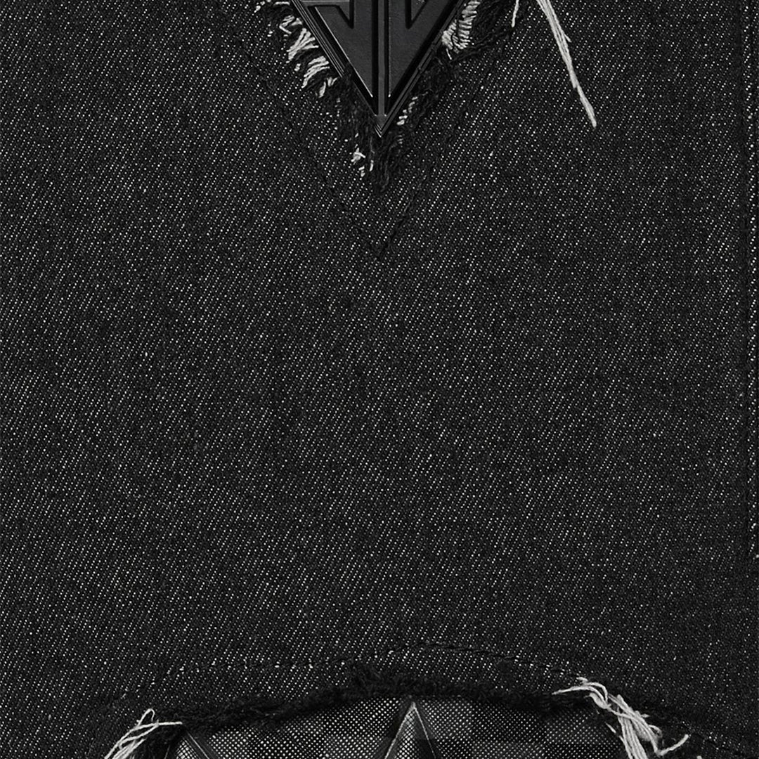 BLACK DENIM TEAR SHARK BACKPACK