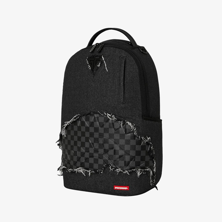 BLACK DENIM TEAR SHARK BACKPACK