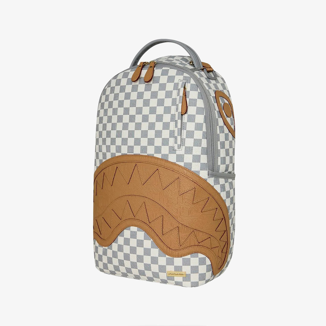 EMBOSSED CREAM CHECK BACKPACK