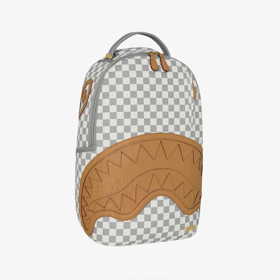 EMBOSSED CREAM CHECK BACKPACK