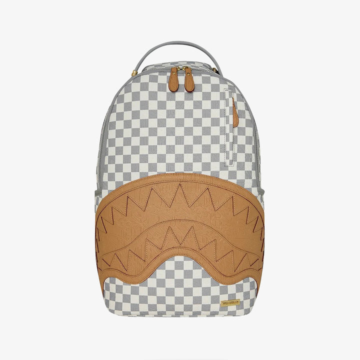 EMBOSSED CREAM CHECK BACKPACK