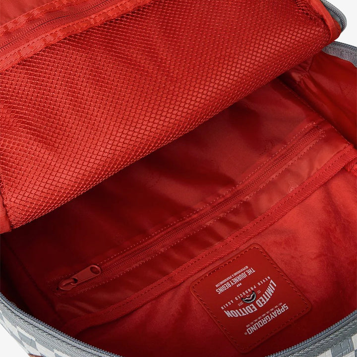 EMBOSSED CREAM CHECK BACKPACK