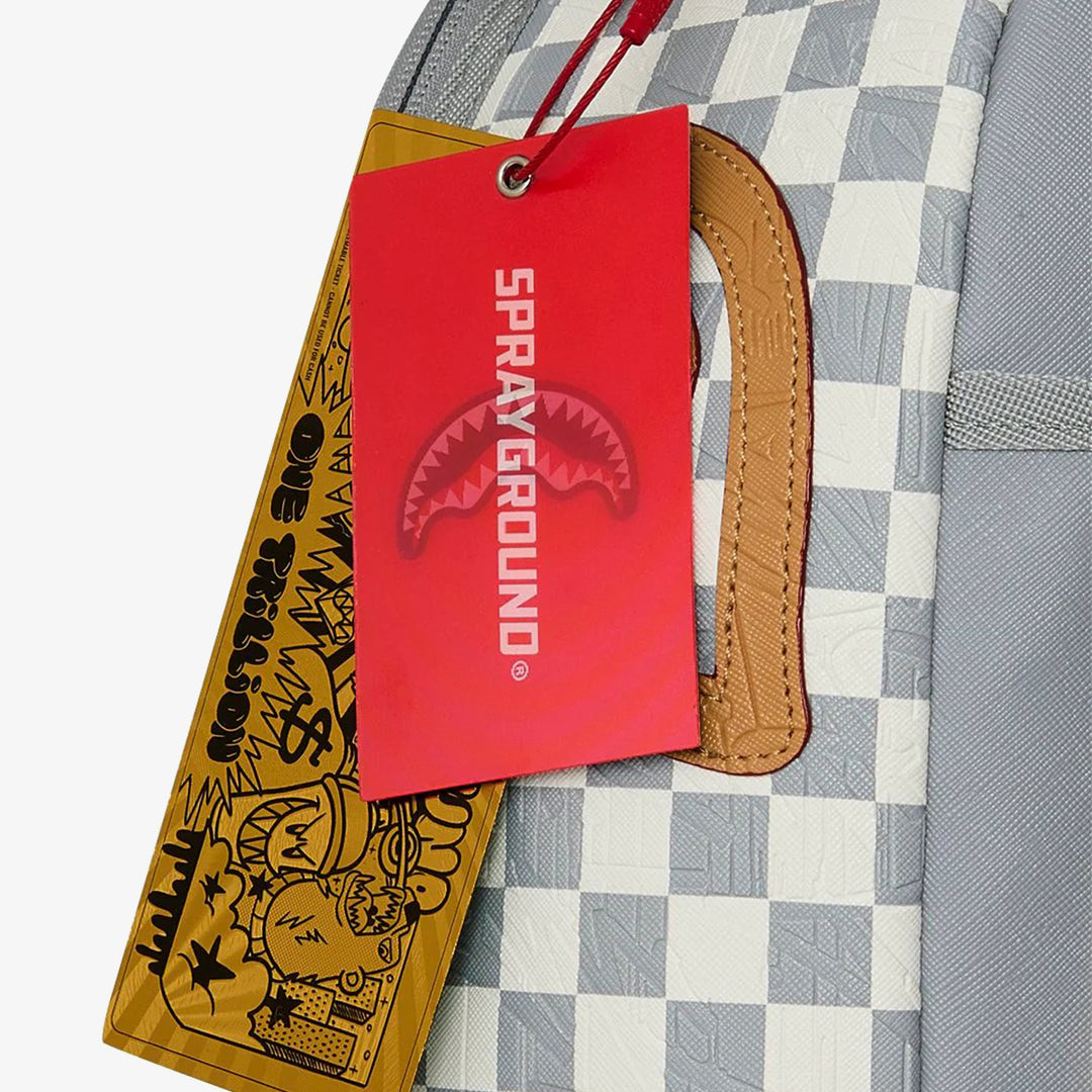 EMBOSSED CREAM CHECK BACKPACK