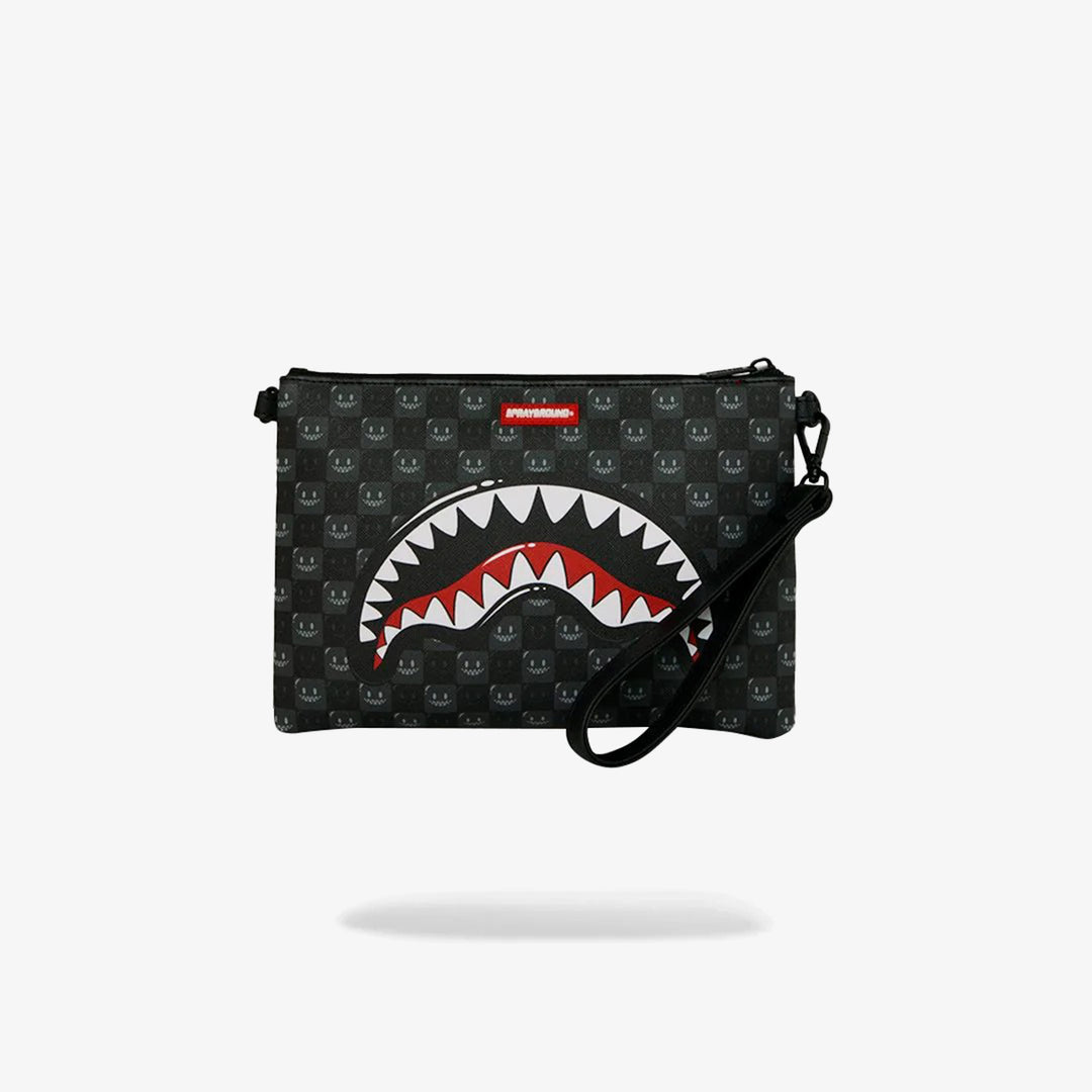 SHARKS IN PARIS WTF BUBBLY BLACK CHECK CROSSOVER CLUTCH