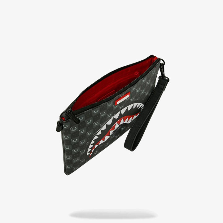 SHARKS IN PARIS WTF BUBBLY BLACK CHECK CROSSOVER CLUTCH