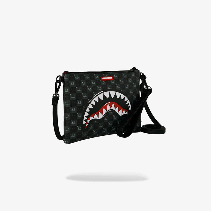 SHARKS IN PARIS WTF BUBBLY BLACK CHECK CROSSOVER CLUTCH