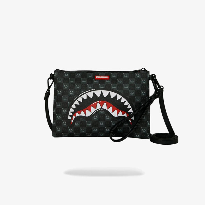 SHARKS IN PARIS WTF BUBBLY BLACK CHECK CROSSOVER CLUTCH
