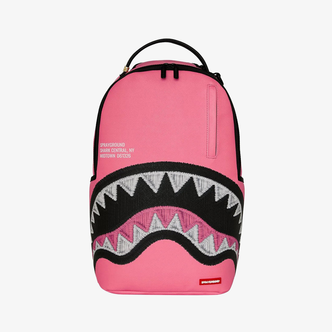 SHARK CENTRAL PINK EMBROIDERED SHARK BACKPACK