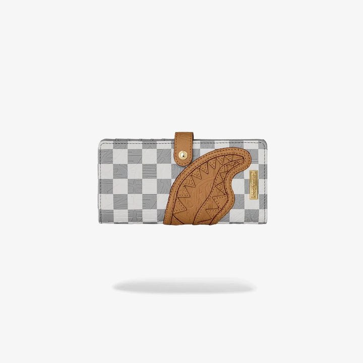 EMBOSSED CREAM CHECK SINGLE FOLD WALLET