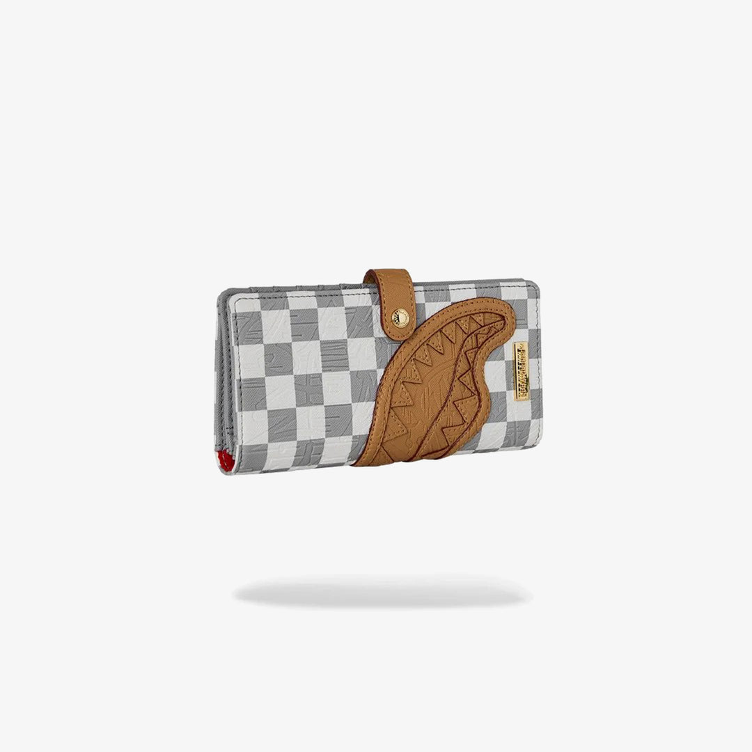 EMBOSSED CREAM CHECK SINGLE FOLD WALLET