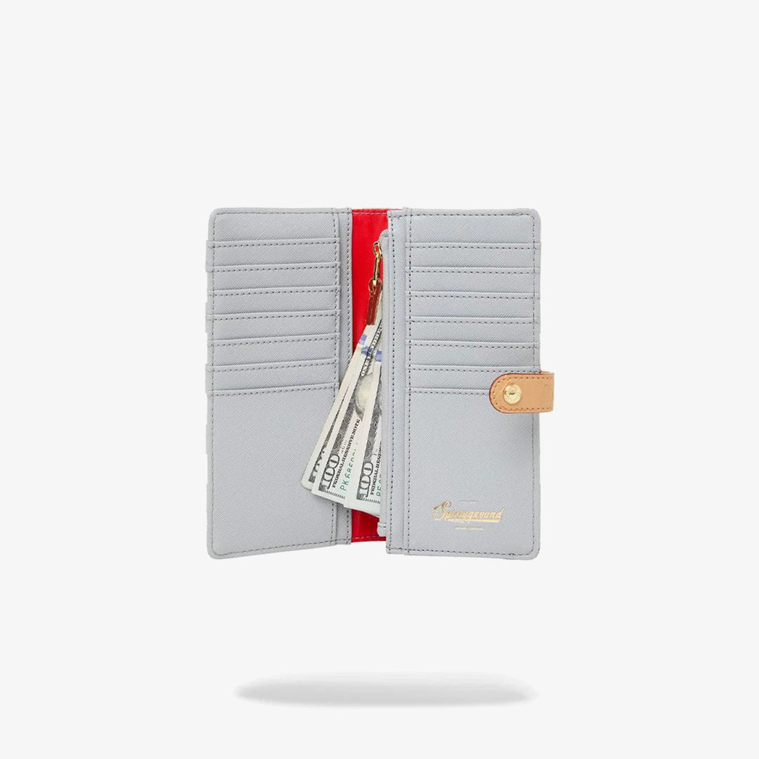 EMBOSSED CREAM CHECK SINGLE FOLD WALLET