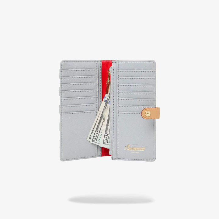 EMBOSSED CREAM CHECK SINGLE FOLD WALLET