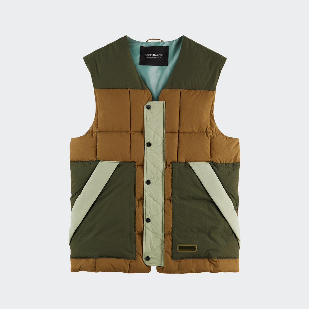 COLOR BLOCK QUILTED BODYWARMER
